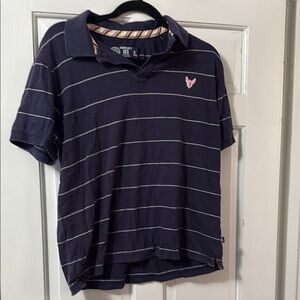 Men's Navy Striped Polo Shirt